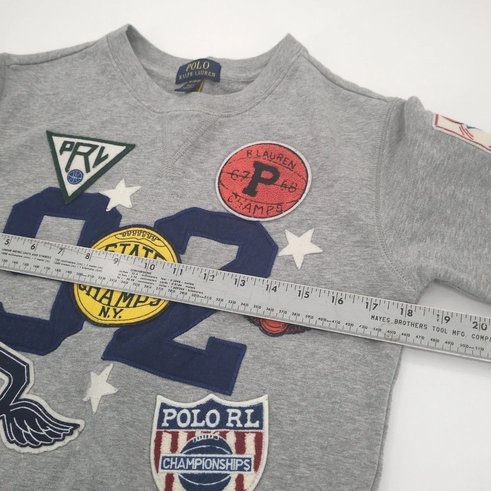 Polo Ralph Lauren Multi Patch '92' VARSITY BASKETBALL Crewneck Sweatshirt sz M